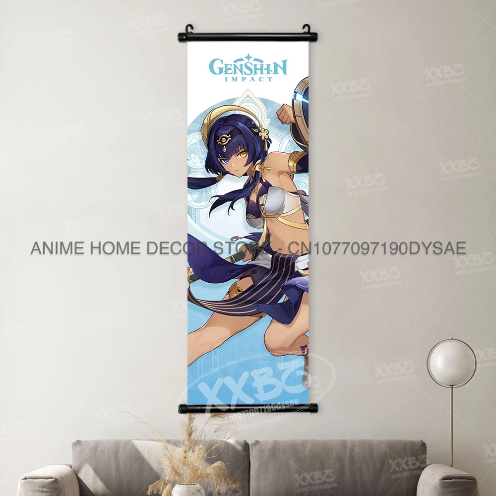 Genshin Impact Poster Arataki Itto Scroll Decorative Picture Barbara Home Decor Sucrose Wall Art Kamizato Ayato Hanging Painting - Image 19