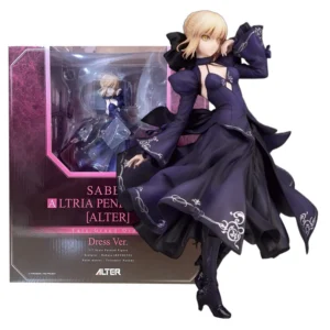 23CM Anime Gekijouban Fate/stay night Heaven's Feel Altria Pendragon Black Dress Up Saber Alter Model Toy Gift Action Figure PVC