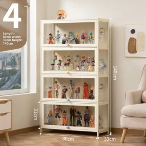 Figure Display Cabinet Imitation Glass Transparent Dust-proof Display Cabinet Lego Toys Acrylic Storage Box Bookcase Shelf