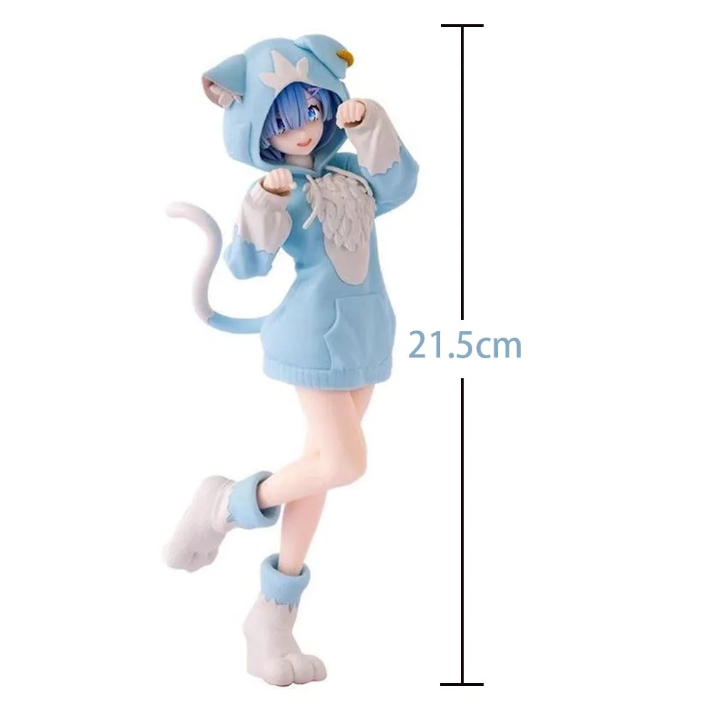 22CM Anime Remu figure Rem Ram Cute Standing Pose Cat Ears Dresses action figure PVC model Ramu Figurine Home Collection Gifts - Image 8