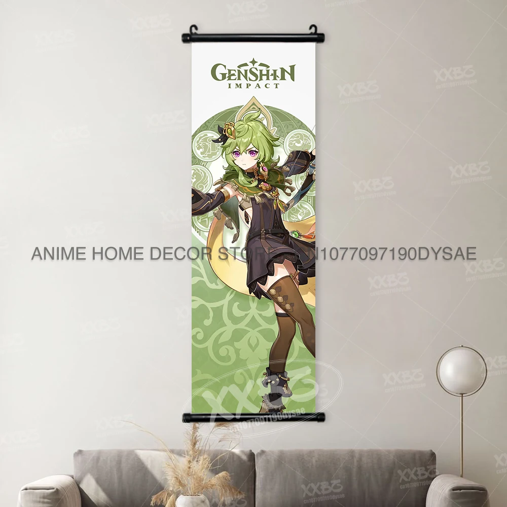 Genshin Impact Poster Arataki Itto Scroll Decorative Picture Barbara Home Decor Sucrose Wall Art Kamizato Ayato Hanging Painting - Image 22