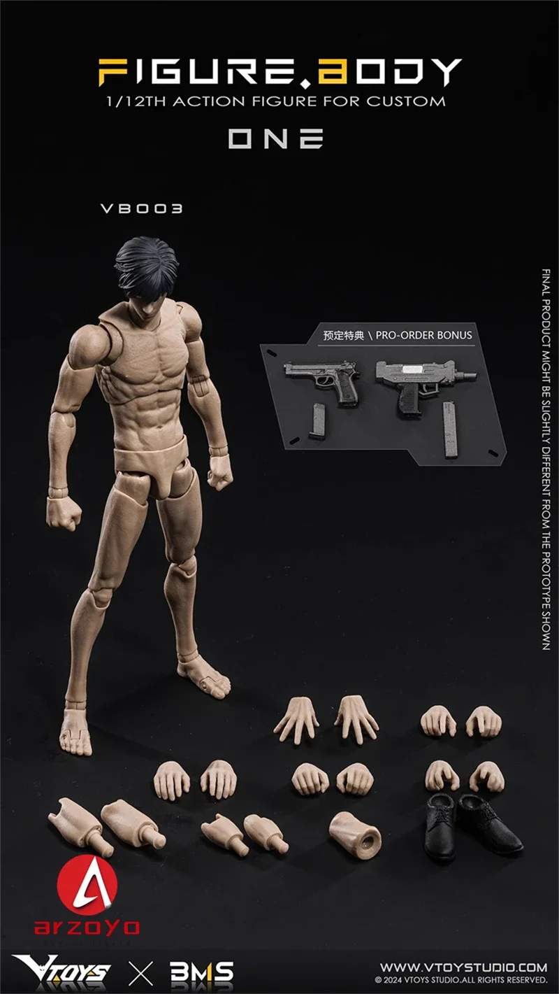 VTOYS X BMS VB002 VB003 1/12 Male Muscle Joint Body White Yellow 16.5cm Super Flexible Action Figure Articulated Model Doll - Image 8