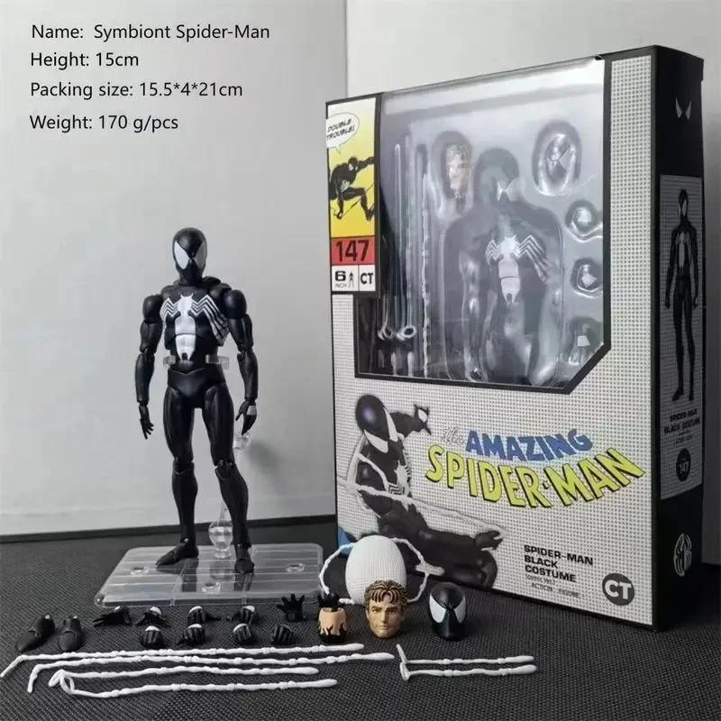 CT Mafex 147 Venom Action Figure Model Toy 1/12 High-quality Venom Spiderman Symbiotic Body Figures Collectible Ornaments Gifts