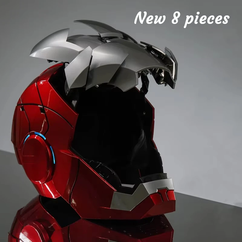 Marvel Iron Man Helmet Mk5 Electric Voice Activated Control Mask 1:1 8-Piece Automatic Opening Closing Model Figure Toy Gifts