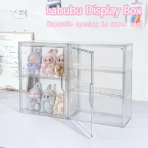 New Labubu Storage Box Transparent Acrylic Display Boxes Dustproof Doll Figure Blind Box Organizer Cabinet Display Stand