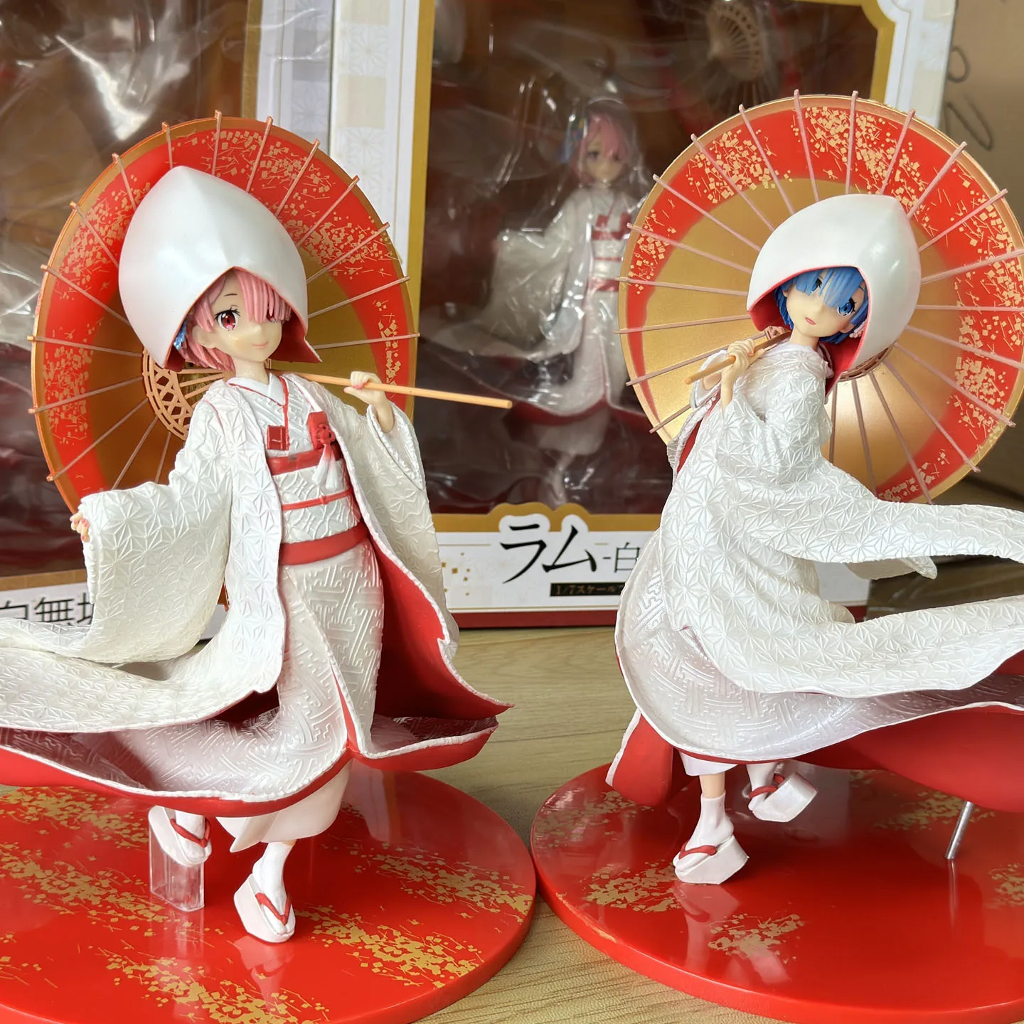 28cm ReZERO Starting Life in Another World Rem Ram Wedding Dress Anime Handmade Action Figures Desktop Case Decoration Ornament