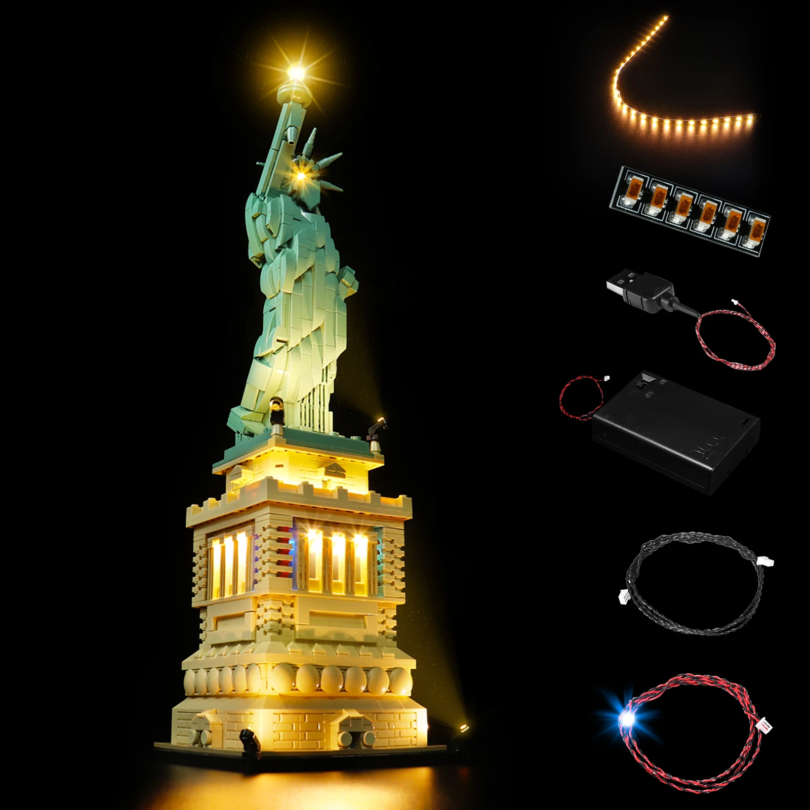 Vonado LED Lighting Set for 21042 Statue of Liberty Collectible Bricks Toy Light Kit, Not Included the Building Model - Image 6
