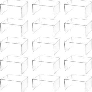 16 Pack Clear Acrylic Display Risers, 4.4x3.2x2.2 Inch Stands for Figures, Desserts, Jewelry and Collectibles