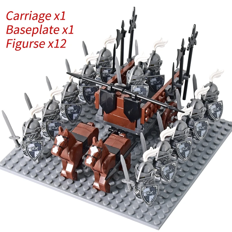 Medieval Knights mini Action Figures Building Blocks Roman Chariot Carriage Soldier War Horse Bricks Toys for Children Gift - Image 41