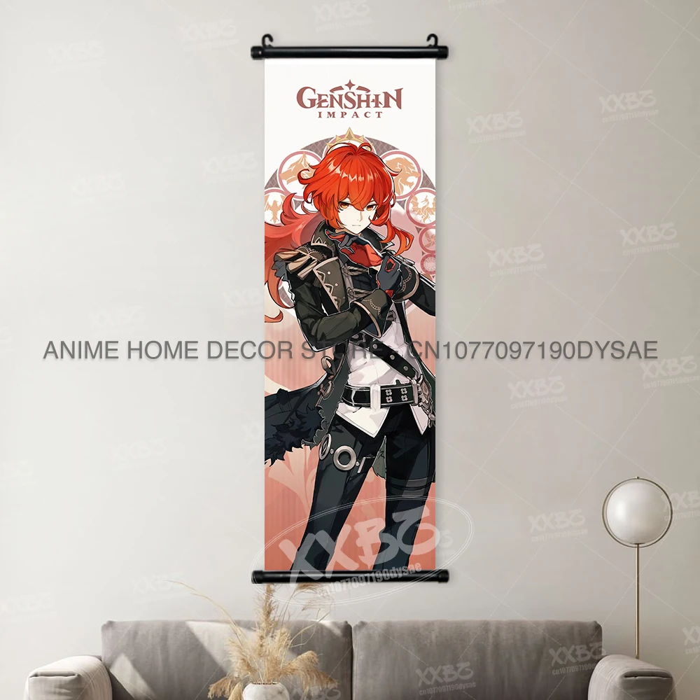 Genshin Impact Poster Arataki Itto Scroll Decorative Picture Barbara Home Decor Sucrose Wall Art Kamizato Ayato Hanging Painting - Image 45