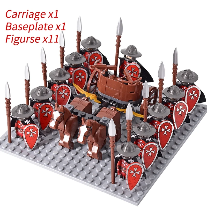 Medieval Knights mini Action Figures Building Blocks Roman Chariot Carriage Soldier War Horse Bricks Toys for Children Gift - Image 23