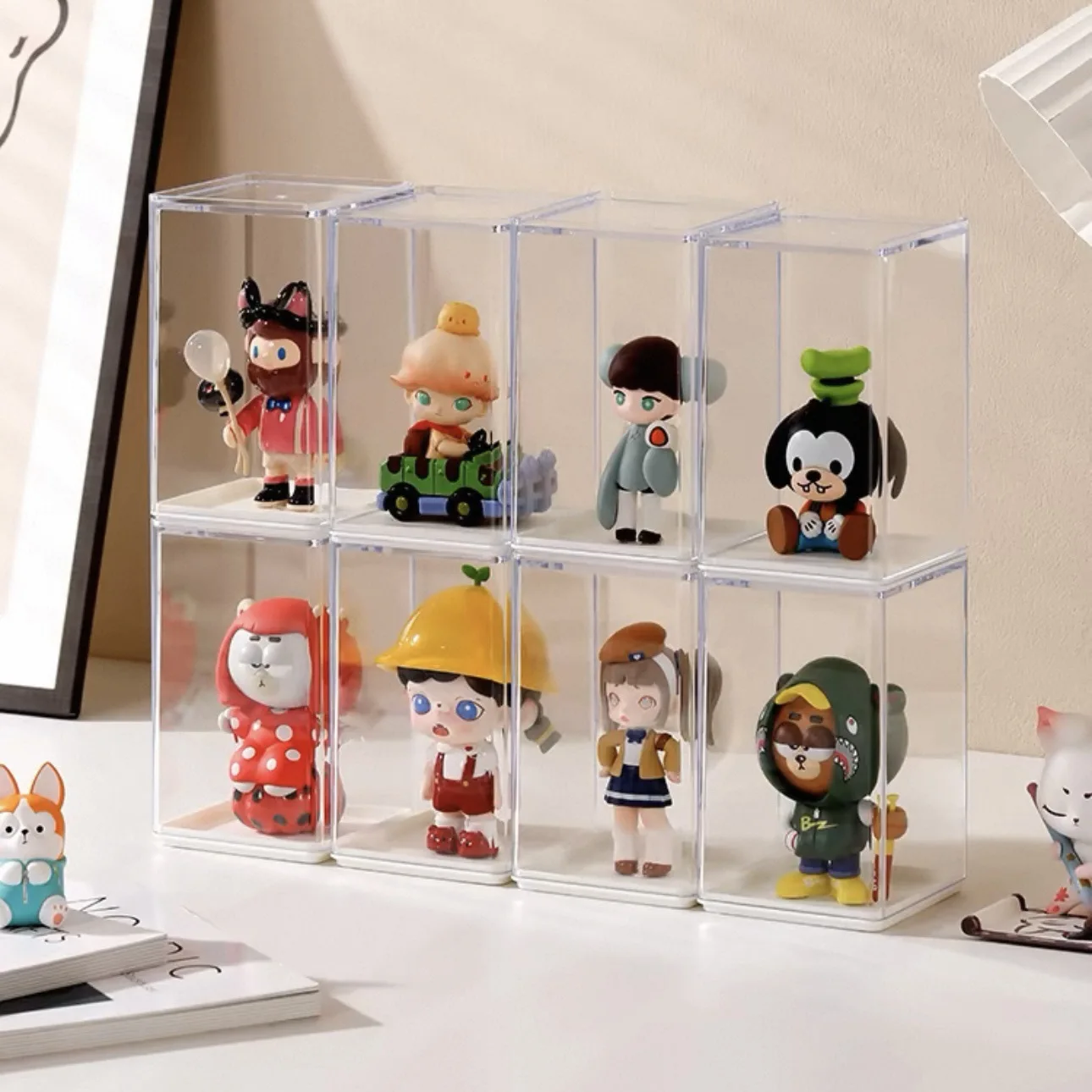 6/12 PCS Blind box storage display rack, single transparent dustproof acrylic Pop Mart figurine display case, doll storage box