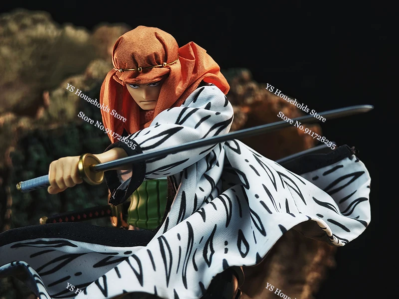 1/12 Anime One Piece Roronoa Zoro Man Soldier Mini Hemline Long Black Green Windbreaker Coat Toys Accessory For 6" Shf Figure - Image 3