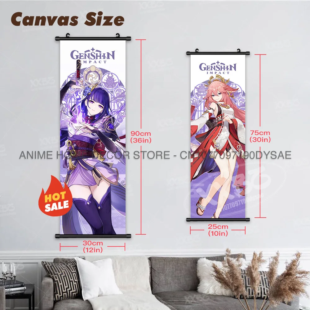 Genshin Impact Poster Arataki Itto Scroll Decorative Picture Barbara Home Decor Sucrose Wall Art Kamizato Ayato Hanging Painting - Image 4