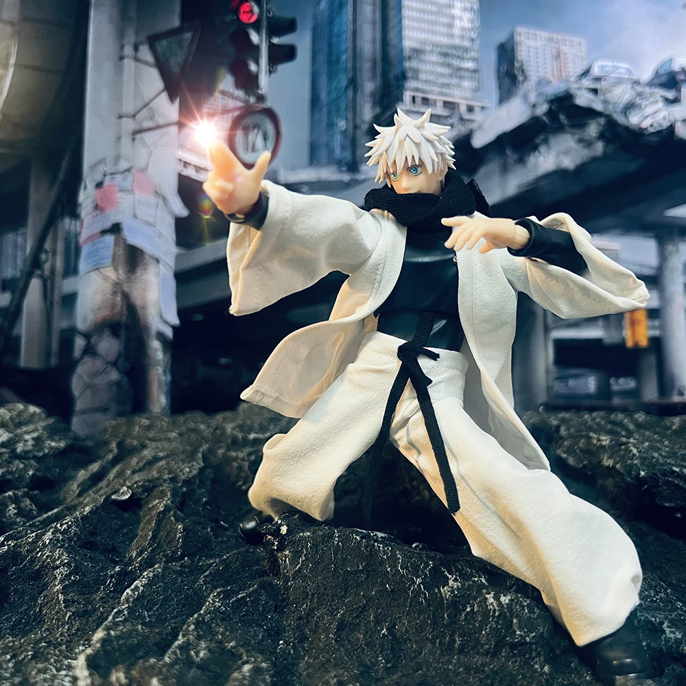shf 1/12 Scale Jujutsu Kaisen Gojo Satoru Clothes Set White Coat Lantern Pants with Scarf for 6" Action Figure Body Model - Image 3