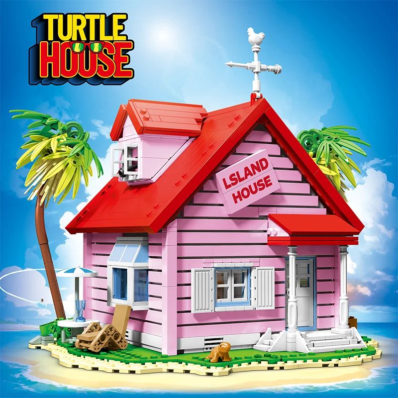 1434PCS Turtle House Building Blocks Set Japanese Anime Architecture Kame Immortal House Assemble Bricks Toys Gift for Fans Kids