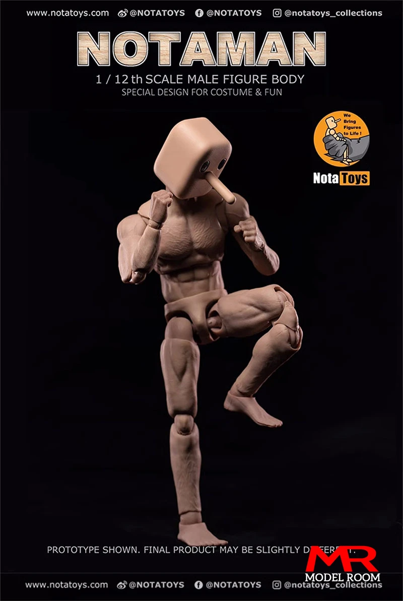 Notaman 1/12 Square-headed Male Action Figure Joint Body Doll NT-01 NT-02 NT-02W 6” Male Soldier Flexible Body Model Toy