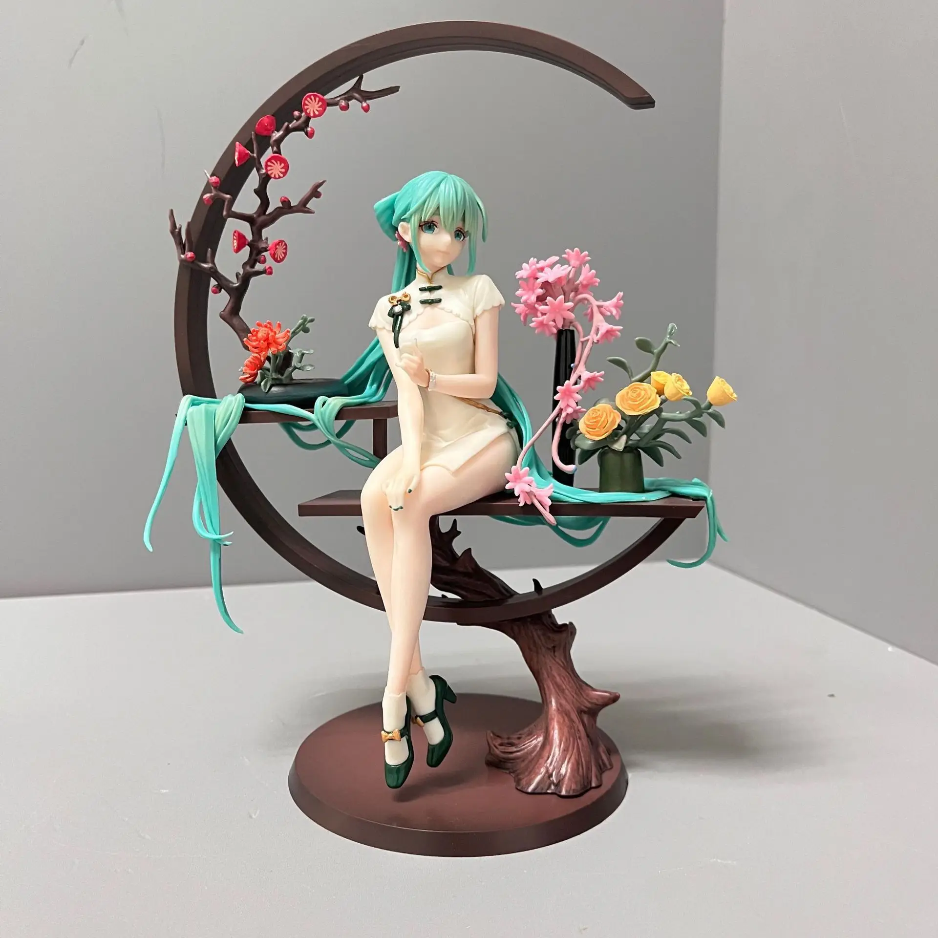 25cm Hatsune Miku In Cheongsam 1/7 Beautiful Girl Figure Model Statue Boys Collection Desktop Decoration Ornament Toys Gifts - Image 3