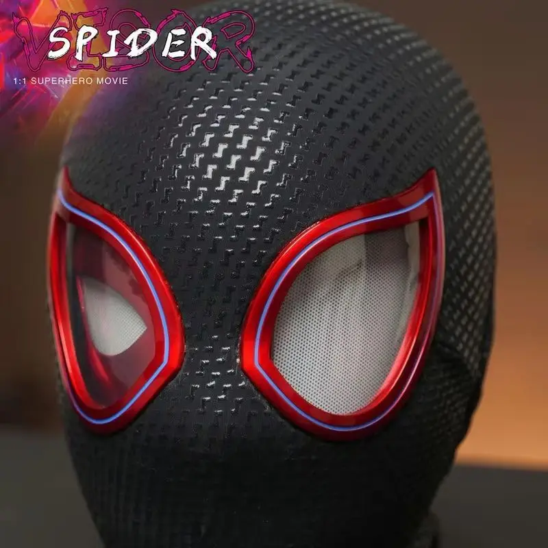 1:1 Miles Morales Mask with Movable Eyes Mascara Electric Gwen Spider-Man Helmet Ring Control Halloween Cosplay Mask Toy Gift - Image 3