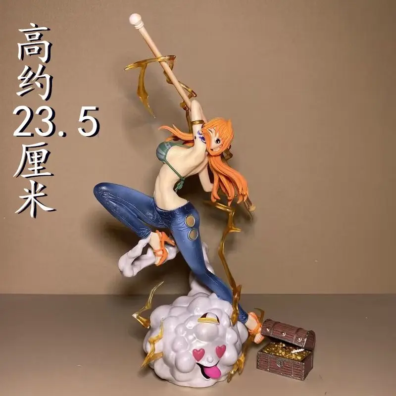 Bandai Action One Piece Anime Figure Nami Baseball Bat Model Ornaments Peripheral Gifts Doll Collection Decoration Kids Toys