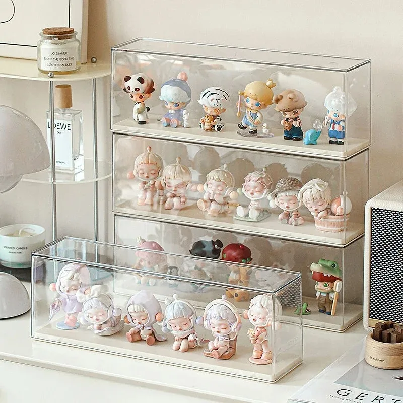 Acrylic Action Figure Display Case Transparent Doll Storage Box Toy Organizer Rack for Collectible Showcase Cabinet