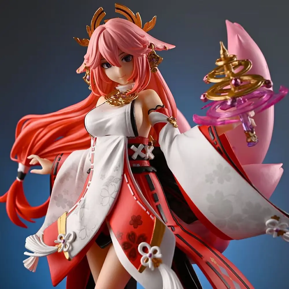 24cm Anime Figure Genshin Impact Gk Yae Miko Fox Pvc Action Figurine Desktop Ornament Decoration Model Statue Toys For Kids Gift - Image 2