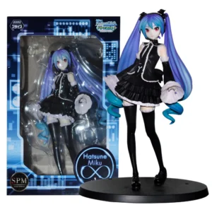 17CM Anime Hatsune Miku Project DIVA Arcade Future Tone Hatsune Miku Black Dress Lolita Model Toy Gift Collection Aciton Figure