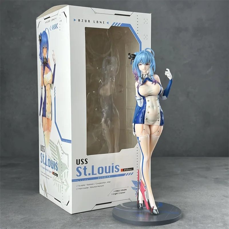 Hot Azur Lane Character Uss St Louis Ice Blue Beautiful Girl Figurine Model Toys Desktop Collection Game Peripheral Gifts