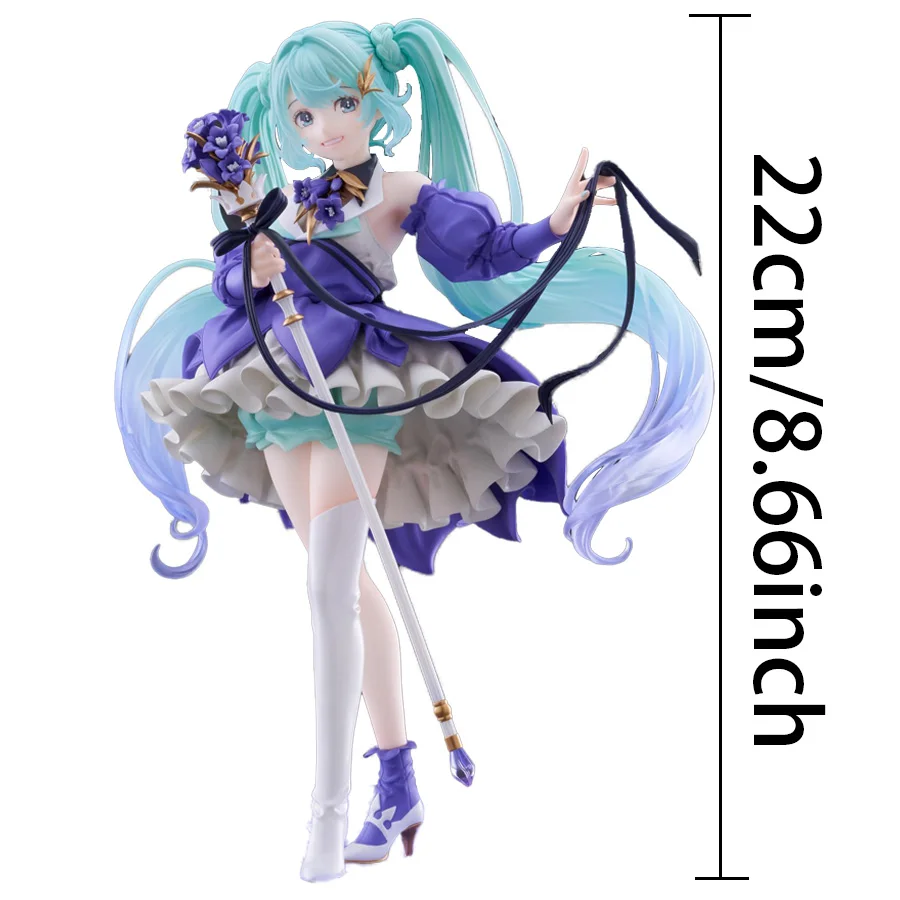 22cm/8.66in Hatsune Miku Anime Figure Purple Skirt Miku Action Figure Fashion Lolita Miku Figurine PVC Collection Model Doll Toy