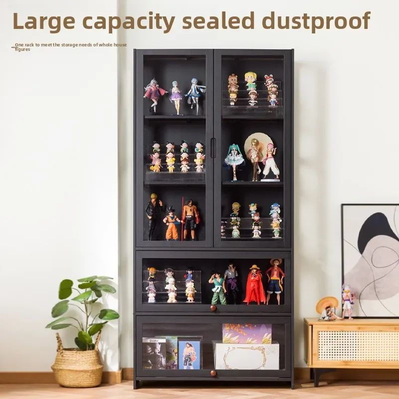 Figure Cabinet Lego Display Cabinet Glass Cabinet with Light Household Crack Dust-proof Storage Shelf Toy Display Box Wine