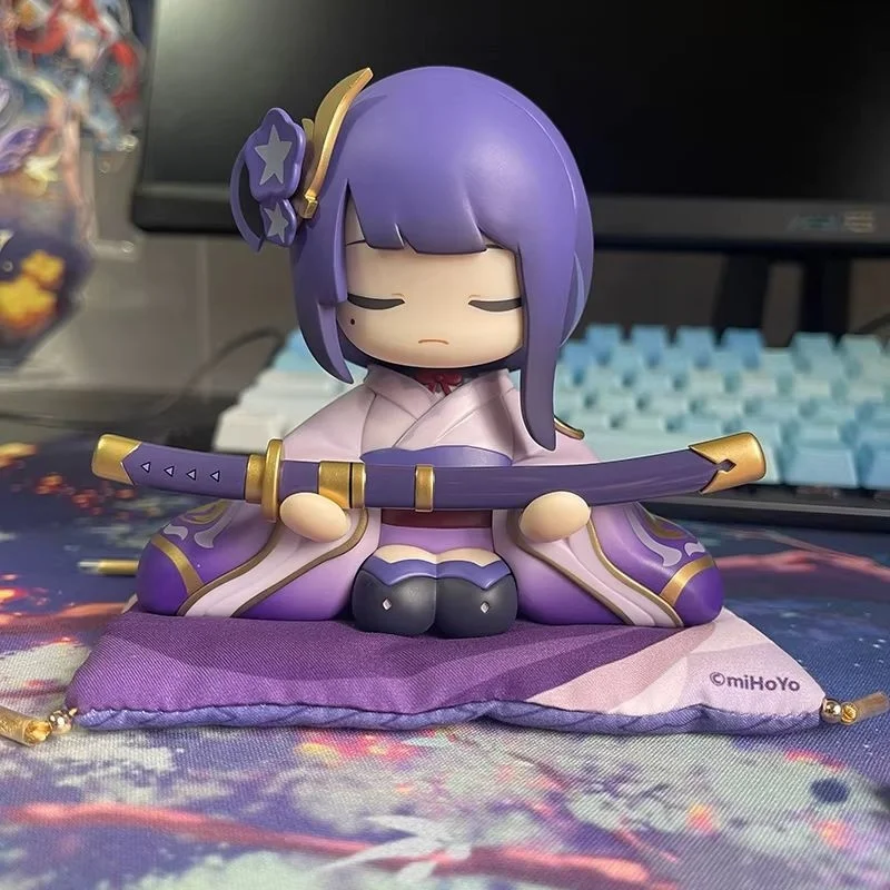 Official Anime Game Genshin Impact Raiden Shogun Kawaii Cosplay Cartoon Statue Pvc Model Kawaii Pendant Action Toy Figures Gifts