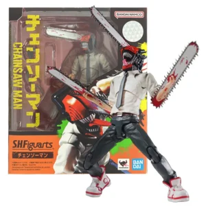 BANDAI 15CM Anime Chainsaw Man Figure Standing SHF Aciton Figure Replacement Face Hand Model Toy Doll Collection Gift PVC