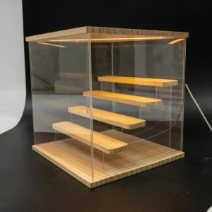 5-Tier LED Lit Acrylic Display Box,  For Perfume Figurine Collectibles  Lipstick Jewelry,Handicrafts,Dust-Proof Transparent Cabi