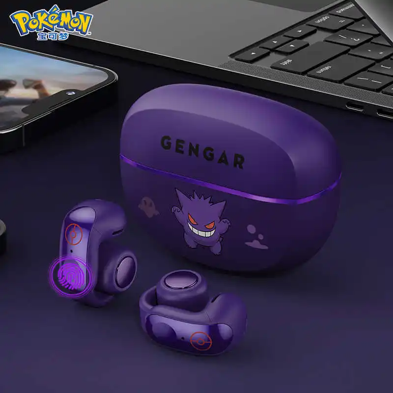 Genuine Pkm Gengar Anime Bluetooth Wireless Headset Ear clip type Gaming stereo sports headphones High Endurance Trendy Gifts - Image 3
