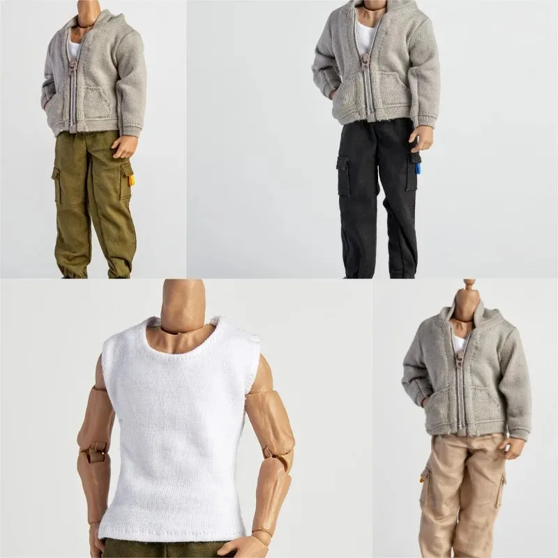1/12 Scale Male Action Figures Sports Vest Hooded Coat Pants Clothes Model for 6inch Soldier Notaman NWTOYS MEZCO Body