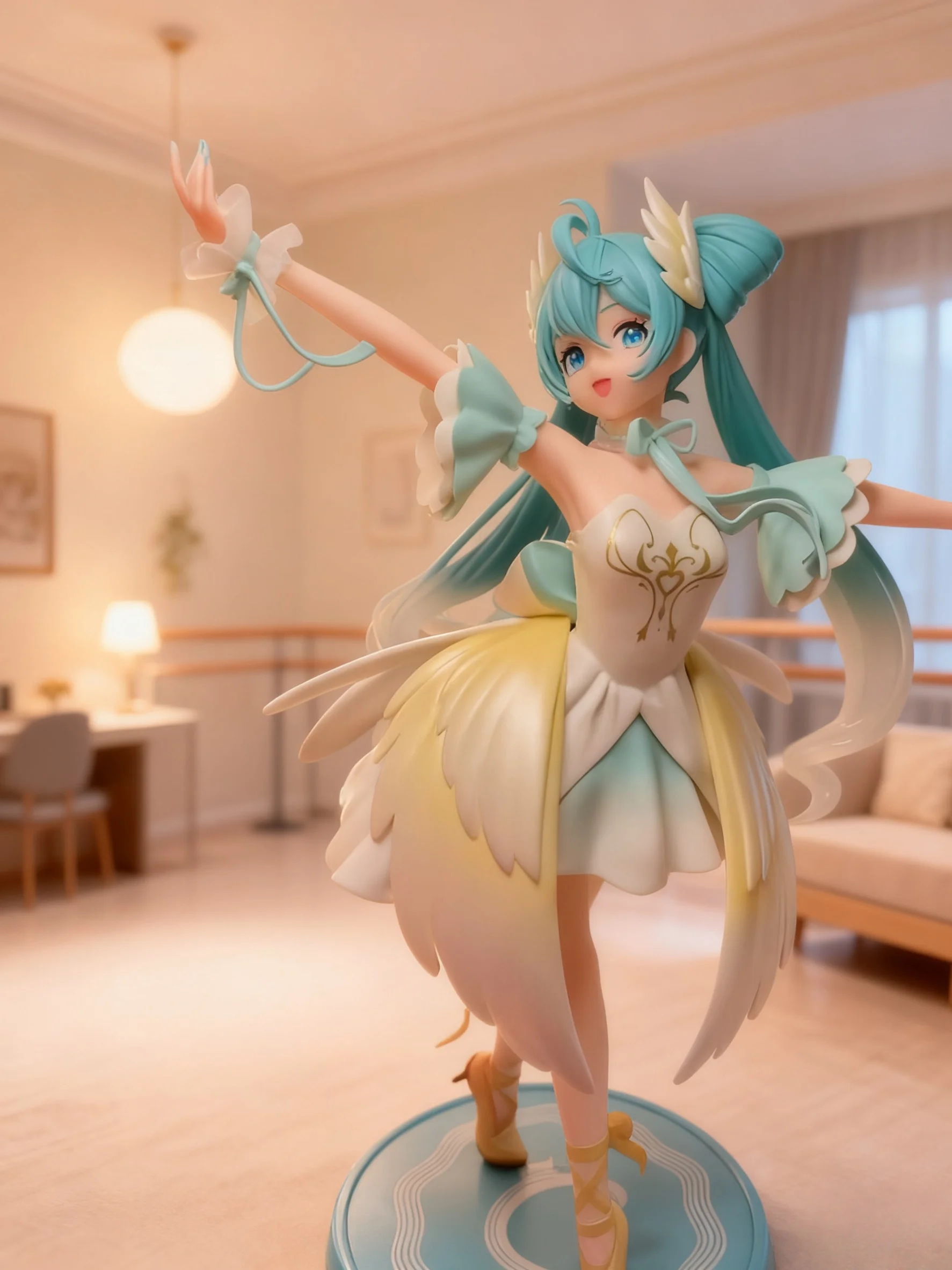 New Noble and Elegant Swan Ballet Hatsune Miku Pvc Character Model Ornament Animation Collector Statue Desktop Decoration