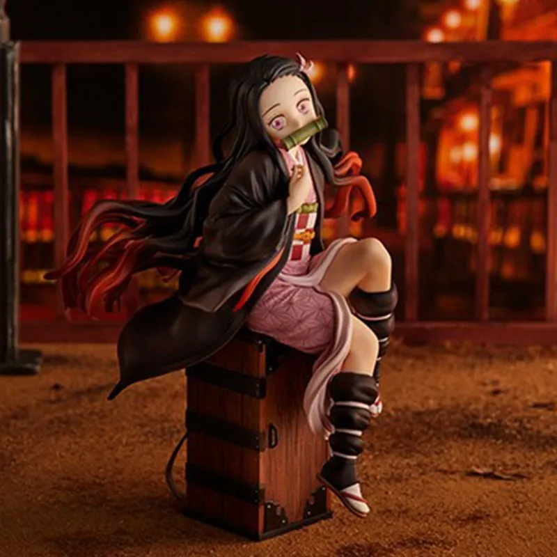 15CM Demon Slayer Kamado Nezuko Sitting Model Toy PVC Figure Toy Gift Collection Box Decoration Desktop Collection Decoration