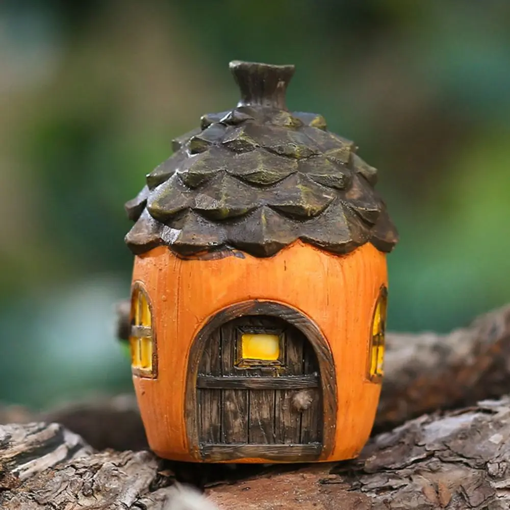 Creative Resin Garden Sculpture Garden Accessories Home Decor Mushroom Figurines Pinecone House Statue Balcony Home