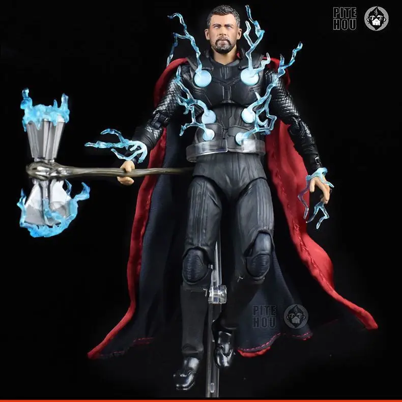 Marvel Avengers Super Hero Thor Movable Joint Weapons Set Figurine Toys Pvc Battle Form 3 Heads Collectable Decor Toy Xmas Gift - Image 3