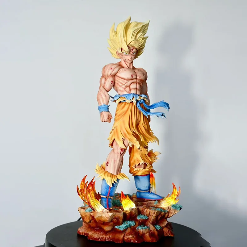 Jt Statue Dragon Ball Z Son Goku Figure Replaceable Heads Led Base Super Saiyan Goku Action Figures Collection Mode Toys Gifts
