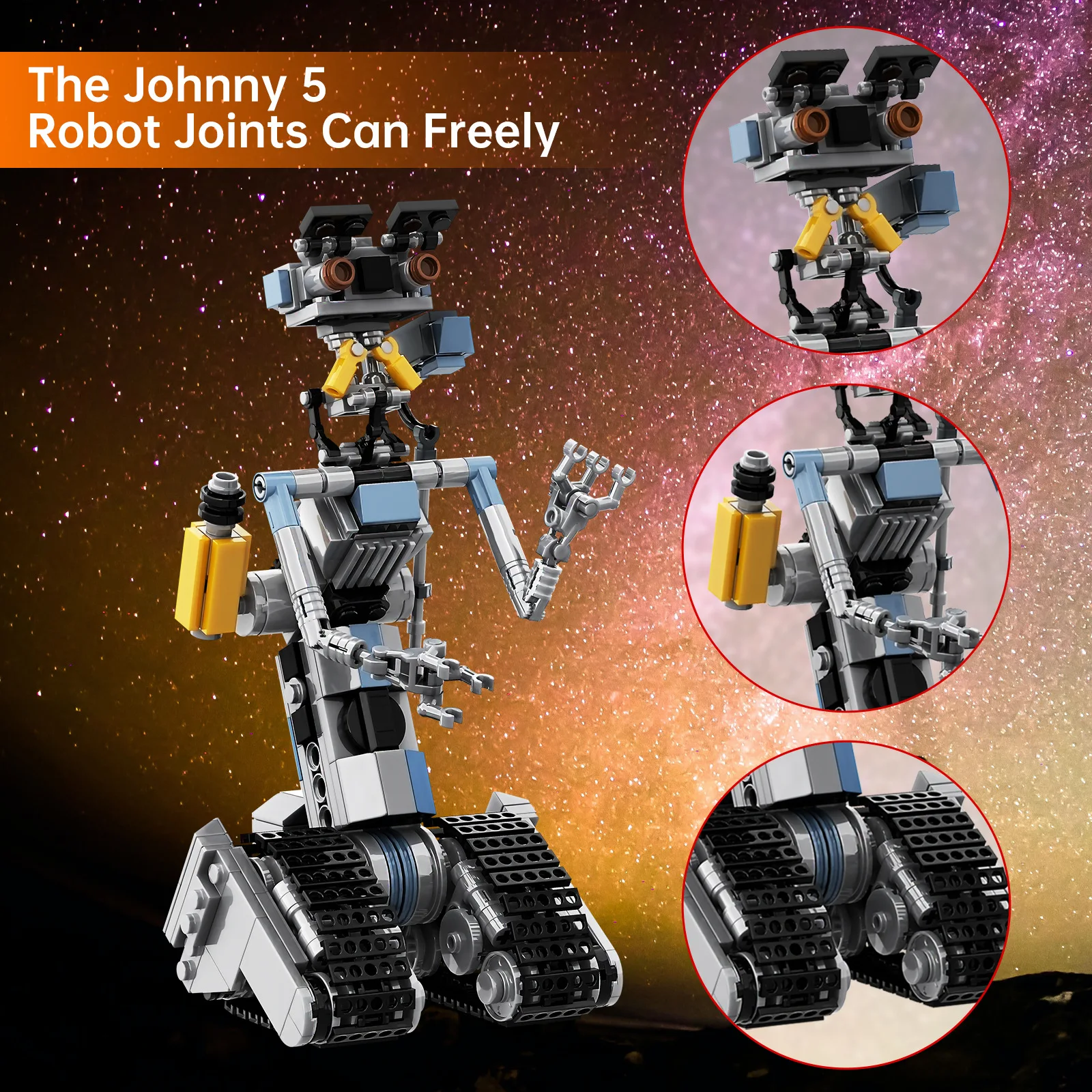 Hot Johnny 5 Robot Toys Classic Movie Short Open Circuit Figures Robot Model Building Kit Decor Building Bricks Set Toys Box - Image 3