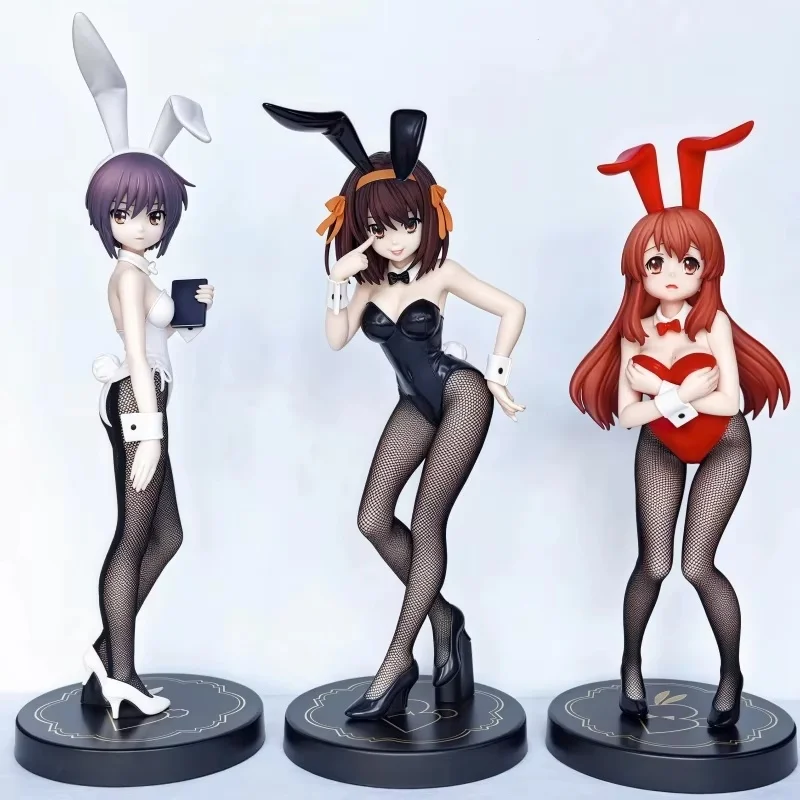 Original Bicute Bunny The Melancholy Of Suzumiya Haruhi Asahina Mikuru Nagato Yuki Bunny Girls Action Figure 27cm Pvc Model Toys