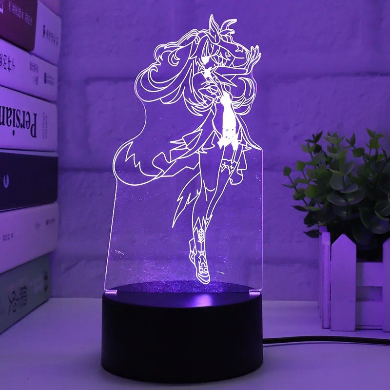 Genshin Impact 3D LED Night Lights Anime Figure Aether Lumine Hu Tao Keqing Klee Qiqi Desk Lamps Kids Kawaii Bedroom Decoration - Image 19
