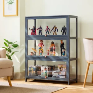Transparent Figure Display Cabinet with Acrylic Panels, Dust-Proof Storage Shelf for Lego & Collectibles
