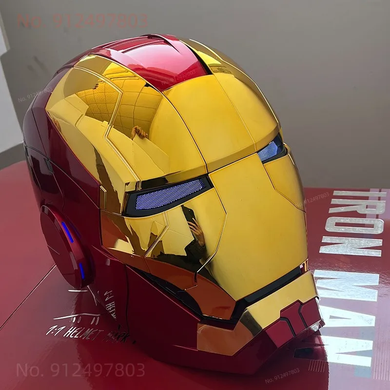 New AutoKing 1:1 Mk5 Iron Man Helmet Cosplay Voice Control Eyes with Light Model Toys for Adult Electric Wearable Christmas Gift - Image 7
