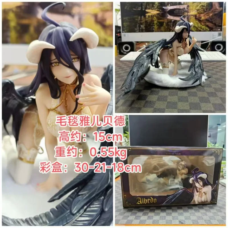 New Doll Model Overlord Anime Girl Figures Kneeling Posture 15cm Albedo Action Figure Figurines Car Decoration Gifts Kids Toys