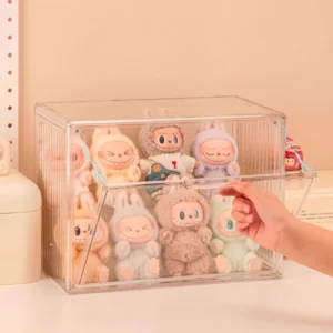 Transparent Acrylic Display Case Magnetic Closure Large Capacity Collectible Storage Box for Figurines Desktop Organizers Box