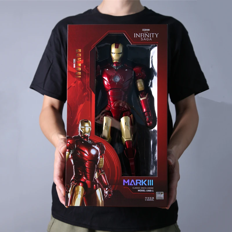 ZDTDS Original 1/5 36CM Iron Man MK50 MK3 LED lighting 10th Anniversary Memorial Collect Tony Stark Model Action Figure Gift