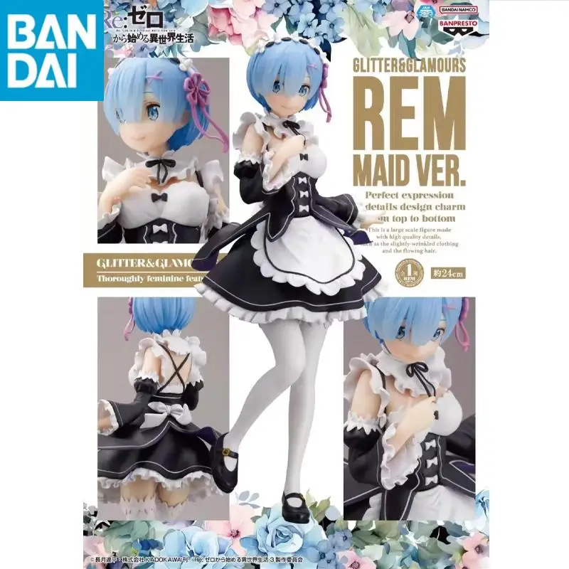 Original Bandai Namco Banpresto Re Zero-Starting Life In Another World Glitter Glamours Rem Maid Ver. PVC 24Cm Figures Model Toy - Image 6