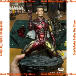 The Avengers Endgame Anime Figure Iron Man Mk85 Snap Your Model Dolls Gk Kneeling Statue Collection Decoration Birthday Toys Gif